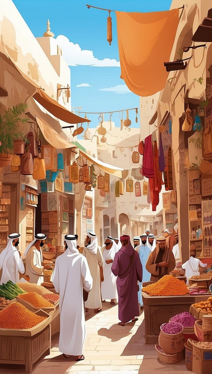 ai generated, arabic, market